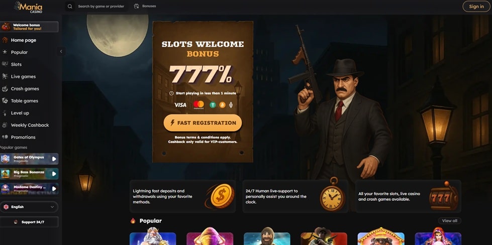 Schermata giochi live Mania Casino